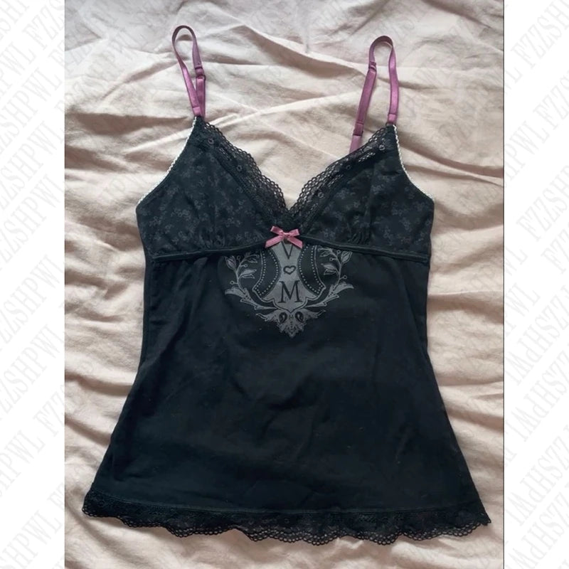 Pink & Black Lace Tank