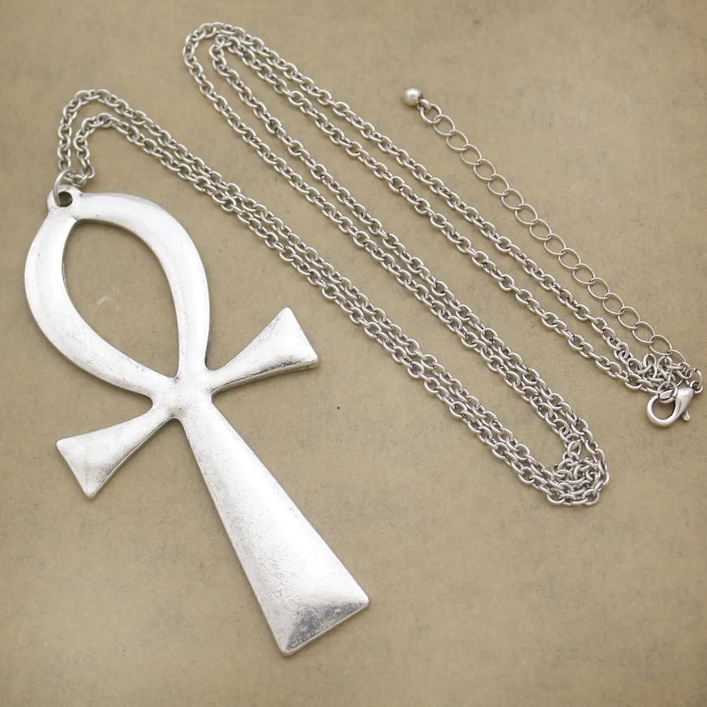 Goth Ankh Symbol Necklace + Earrings + Ring