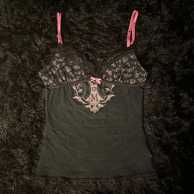 Pink & Black Lace Tank