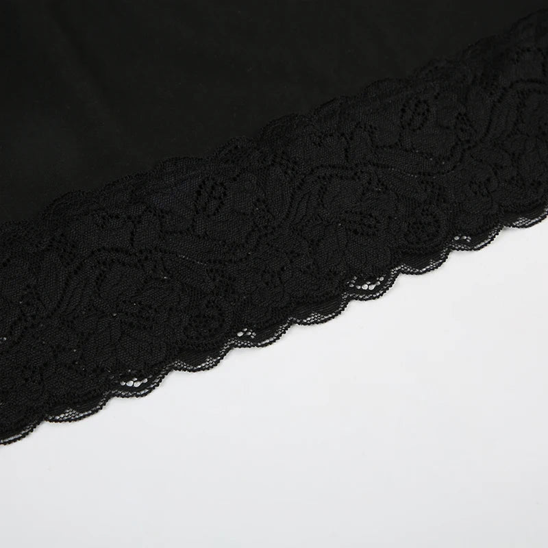 Black Lace Trim Mini Skirt