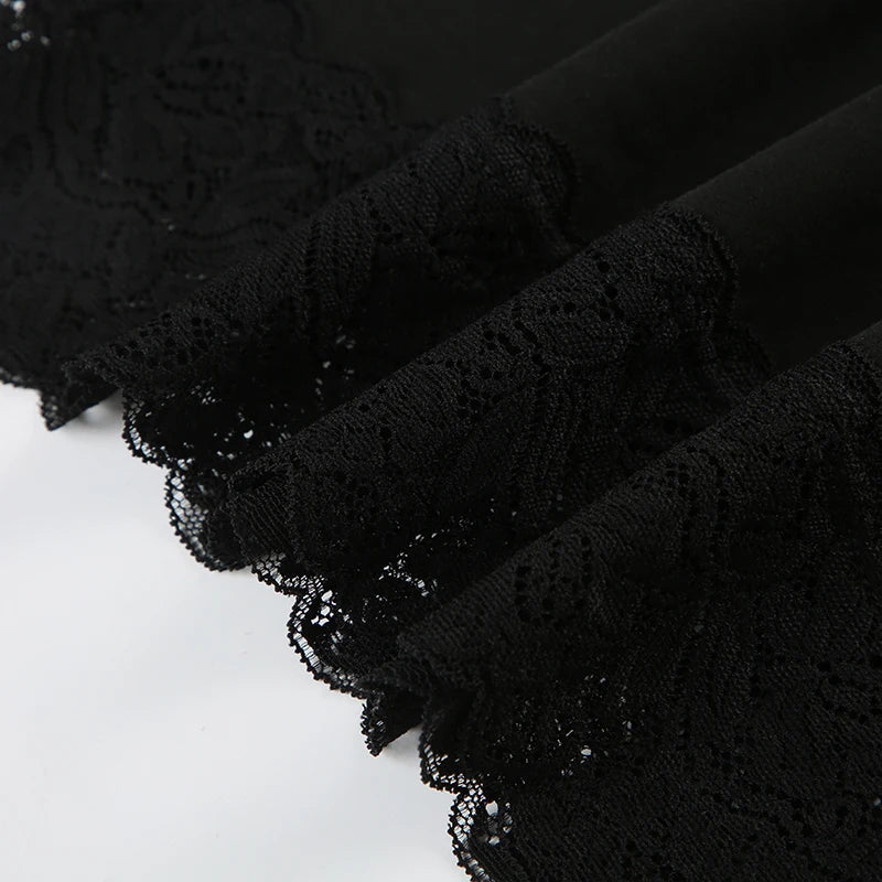 Black Lace Trim Mini Skirt