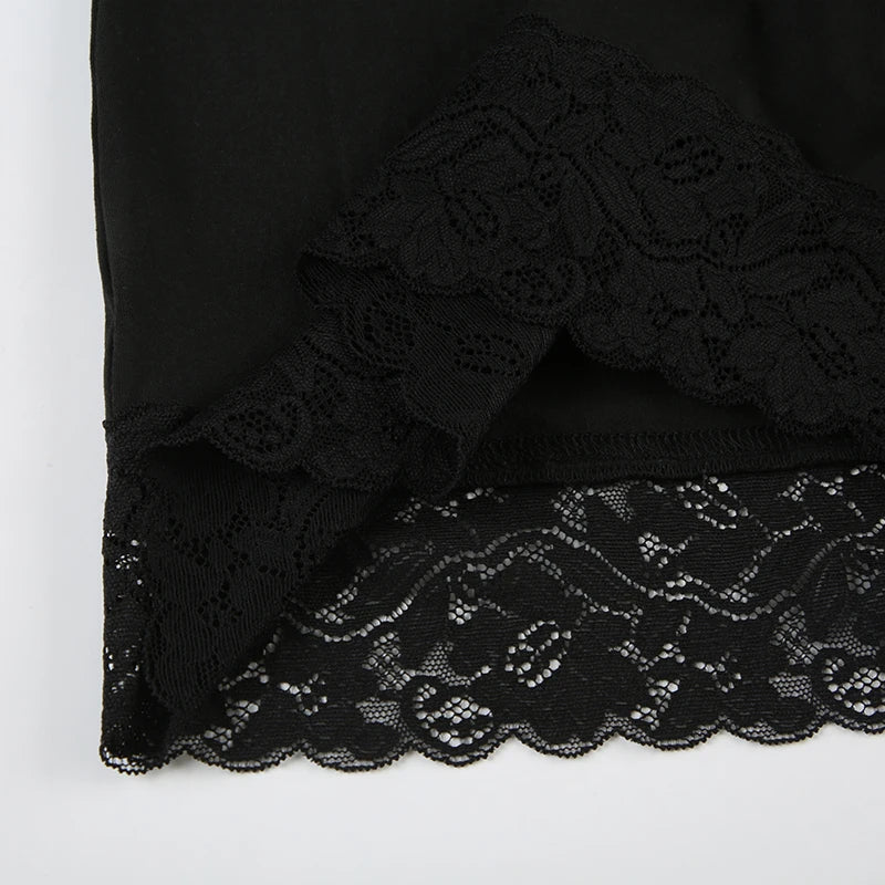 Black Lace Trim Mini Skirt